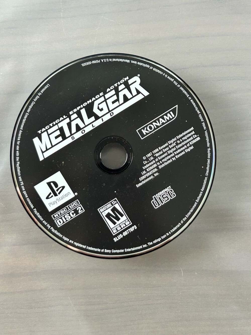 Metal Gear Solid PS1 PlayStation 1 Disc 2 Only SLUS-00776 Konami Untested